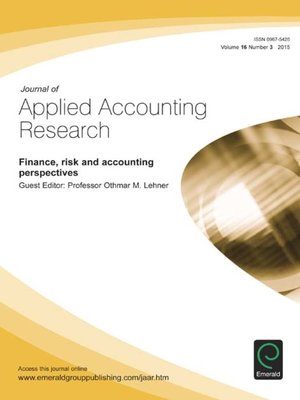 cover image of Journal of Applied Accounting Research, Volume 16, Number 3